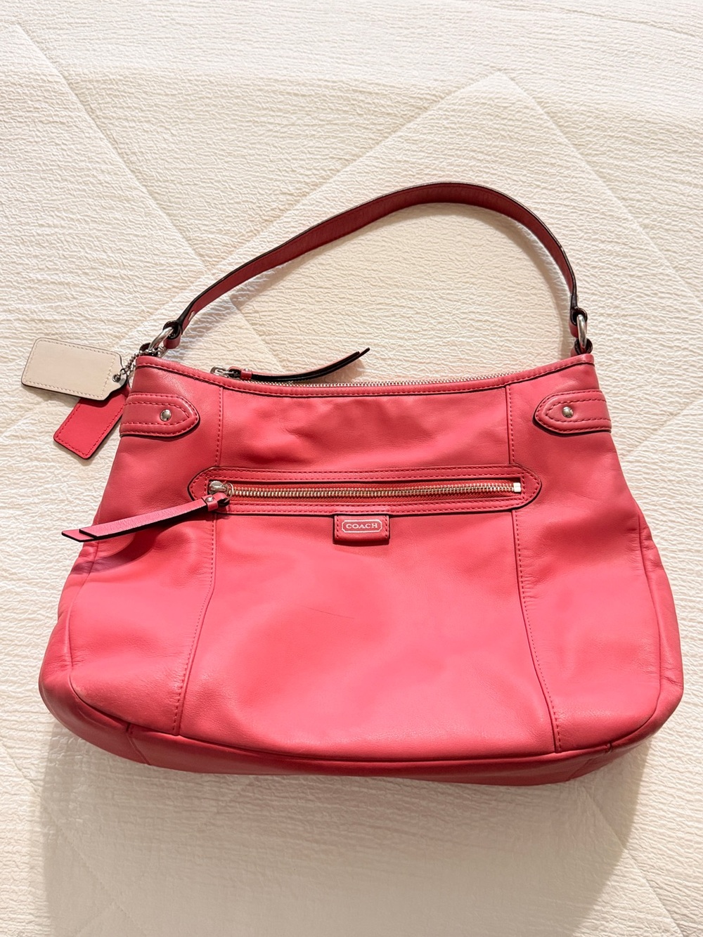 Coach Coral Pink Leather Shoulder Bag